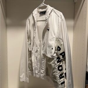 Under Armour White Windbreaker Jacket with Black Logo